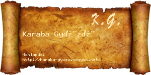 Karaba Győző névjegykártya